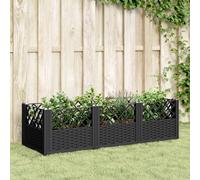vidaXL Jardinière avec piquets 368017 123,5x43,5x43,5 cm PP Noir