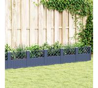 Jardinière avec piquets blanc 123,5x43,5x43,5 cm PP bac à fleurs vidaXL