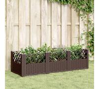 Jardinière avec piquets marron 362,5x42,5x28,5 cm PP bac à fleurs vidaXL