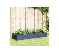 Vidaxl Jardinière Avec Piquets Gris 125x40x28,5 Cm Pp