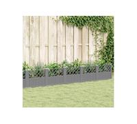 Jardinière avec piquets marron 362,5x42,5x28,5 cm PP bac à fleurs vidaXL