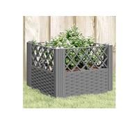 vidaXL Jardinière avec piquets 43,5x43,5x43,5 cm PP Gris clair - Bac à fleurs 368008