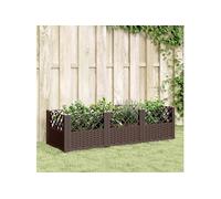 vidaXL Jardinière avec piquets marron 123,5x43,5x43,5 cm PP, bac à fleurs, support de jardinière, support de fleurs, bac à 368016 Marron G