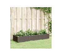 Jardinière avec piquets marron 125x40x28,5 cm PP, bac à fleurs, support de jardinière, support de fleurs, bac à plantes, support de plantes