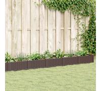 Jardinière avec piquets marron 362,5x42,5x28,5 cm PP bac à fleurs vidaXL