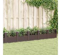 Jardinière avec piquets - Marron - 363,5 x 43,5 x 43,5 cm - Polypropylène - Jardinière surélevée modulaire pour jardin, extérieur, légumes, plantes