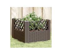 Jardinière avec piquets marron 43,5x43,5x43,5 cm PP, bac à fleurs, support de jardinière, support de fleurs, bac à plantes, support de plantes
