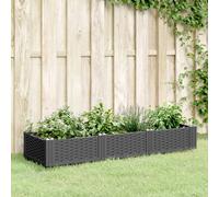 Jardinière avec piquets noir 125x40x28,5 cm PP bac à fleurs vidaXL
