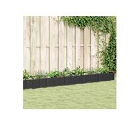 vidaXL Jardinière avec piquets Noir 362,5x42,5x28,5 cm PP, bac à Fleurs, Support de jardinière, Support de Fleurs, bac à Plantes, Support de Plantes