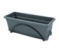 Jardiniere 50x20cm avec plateau et support balcon - Anthracite