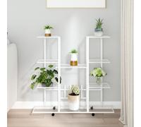 Jardinière avec Roues 94,5x24,5x91,5 cm Blanc Fer Étagère pour Plantes vidaXL