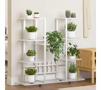 Jardinière avec Roues 94,5x24,5x91,5 cm Blanc Fer Étagère pour Plantes vidaXL