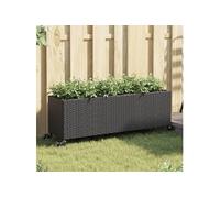 Vidaxl Jardinière Avec Roulettes Et 3 Pots Noir 107x32x38 Cm Rotin