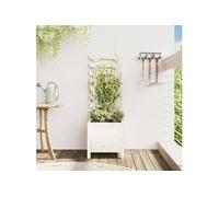 Vidaxl Jardinière Avec Support Blanc 39x39,5x114 Cm Bois De Pin Massif