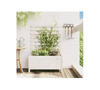 Vidaxl Jardinière Avec Support Blanc 79x39,5x114 Cm Bois De Pin Massif
