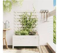 Vidaxl Jardinière Avec Support Blanc 79x39,5x114 Cm Bois De Pin Massif