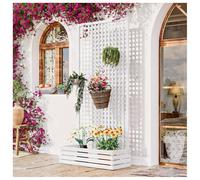 Jardinière Avec Treillage En Bois L'extérieur, Paravent Séparateur Autoportant, Bac À Fleurs Pour Patio Et Balcon, Clôture Jardin Décorative Cour Arrière, Terrasse Et Deck.(Blanc,63x33x150 cm)