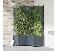 Jardinière avec treillis 3 pcs Gris clair 80x80x143 cm