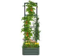Jardinière avec treillis ajustable - Outsunny - pour plantes grimpantes, légumes, fleurs - en acier galvanisé - 61x61x187cm vert