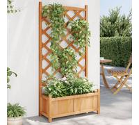 Jardinière avec Treillis Bac à Fleurs Jardin Gris Bois Massif de Sapin vidaXL