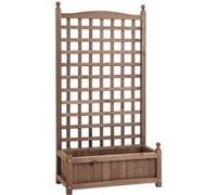 Outsunny Jardinière avec Treillis - bac à Fleurs - jardinière sur Pied - dim. 64L x 28l x 120H cm Inserts d'irrigation Inclus Bois Sapin traité
