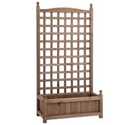 Jardinière Avec Treillis - Bac À Fleurs - Jardinière Sur Pied - Dim. 64l X 28l X 120h Cm Inserts D'irrigation Inclus Bois Sapin Traité