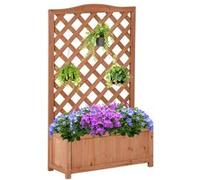 Outsunny Jardinière avec Treillis - bac à Fleurs - dim. 70L x 28l x 117H cm - Fond à Lattes - Bois Sapin pré-huilé
