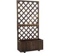 Outsunny Jardinière avec treillis – Bois de sapin 72,5×31,5×149,5 cm – Inserts d'irrigation – Marron