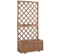Outsunny Jardinière sur pied avec treillis – Bois sapin pré-huilé 72,5×31,5×149,5 cm