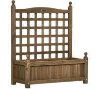 Outsunny – Jardinière avec treillis – Bois sapin traité, inserts d'irrigation, 64x28x75 cm, 50 kg