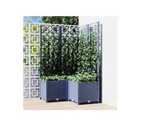 vidaXL Jardinière avec Treillis, Bac à Fleurs, Pot à Plantes, Boîte à Fleurs Jardin Terrasse Patio Extérieur, Bleu Gris 80x80x136 cm PP