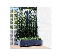 Jardinière avec Treillis, Bac à Fleurs, Pot à Plantes, Boîte à Fleurs Jardin Terrasse Patio Extérieur, Bleu Gris 318250