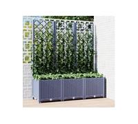 vidaXL Jardinière avec treillis Gris foncé 120x40x136 cm PP 318253