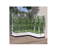 Jardinière avec treillis Blanc 120x120x121,5 cm PP 153287