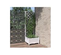 vidaXL Jardinière avec treillis Blanc 40 x 40 x 121,5 cm PP