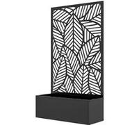 Outsunny Jardinière avec treillis - bac à fleurs métal époxy, fixation murale 61x23x113 cm - Noir