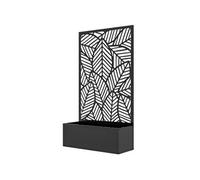 Jardinière avec treillis design - bac à fleurs - dim. 61L x 23l x 113H cm - fixation murale possible - métal époxy noir