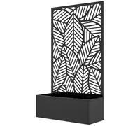 Jardinière Avec Treillis Design - Bac À Fleurs - Dim. 61l X 23l X 113h Cm - Fixation Murale Possible - Métal Époxy Noir