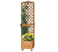 Outsunny Jardinière carrée avec treillis sur pieds pour plantes - dim. 54,5L x 52l x 180H cm - Bois Sapin pré-huilé | Aosom France