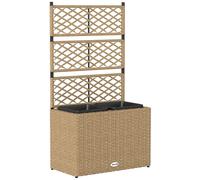 Outsunny Jardinière pour Plantes avec Treillis 2 Pots bac à Plante jardinière 22L Jardin Balcon Patio terrasse extérieur en résine tressée et Acier 57 x 30 x 107 cm Sable