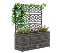 Jardinière Avec Treillis Dim. 84l X 30l X 107h Cm 3 Bacs Inserts D'irrigation Inclus Pe Imitation Rotin Tressé Gris