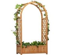 Outsunny Jardinière sur pied avec treillis et arche – Bois sapin pré-huilé 83×36×152 cm