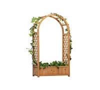 Outsunny Jardinière sur pied avec treillis et arche – Bois sapin pré-huilé 83×36×152 cm