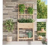 vidaXL Cache-pot de jardin avec étagère Beige, bois de sapin massif d'extérieur