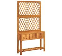 vidaXL Jardinière avec treillis et étagère bois massif d'acacia, jardinière de jardin, jardinière de patio, boîte à plantes, 364899