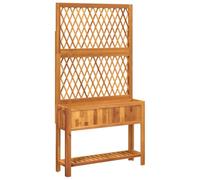 vidaXL Jardinière avec treillis et étagère bois massif d'acacia, jardinière de jardin, jardinière de patio, boîte à plantes, 364899