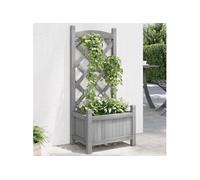 vidaXL Jardinière avec treillis gris – Bois massif de sapin
