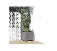 Jardinière avec treillis Gris clair 40x40x136 cm PP 153270