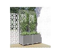 Jardinière avec treillis Gris clair 80x40x136 cm PP 153272
