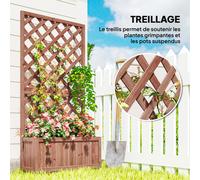 Outsunny Jardinière sur pied avec treillis – Bois sapin pré-huilé 72,5×31,5×149,5 cm